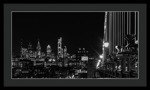 Ben Franklin Bridge At Night - Framed Print