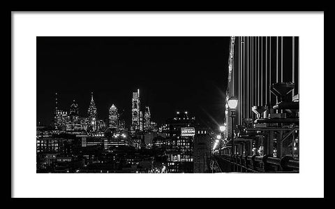 Ben Franklin Bridge At Night - Framed Print