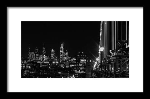 Ben Franklin Bridge At Night - Framed Print