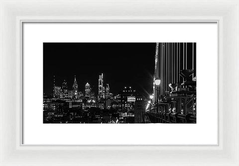 Ben Franklin Bridge At Night - Framed Print