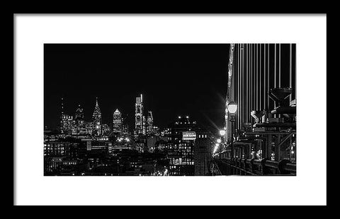 Ben Franklin Bridge At Night - Framed Print