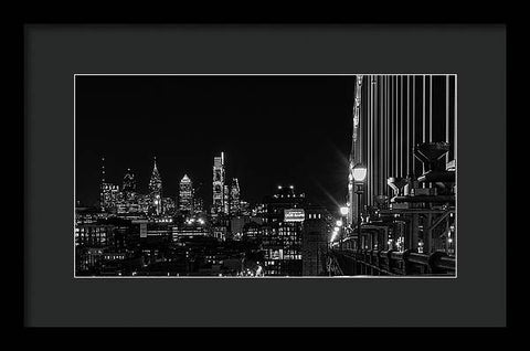 Ben Franklin Bridge At Night - Framed Print