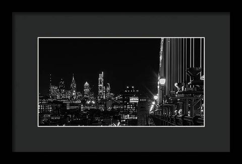 Ben Franklin Bridge At Night - Framed Print