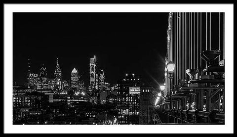 Ben Franklin Bridge At Night - Framed Print