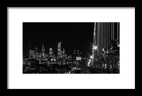 Ben Franklin Bridge At Night - Framed Print