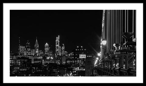 Ben Franklin Bridge At Night - Framed Print