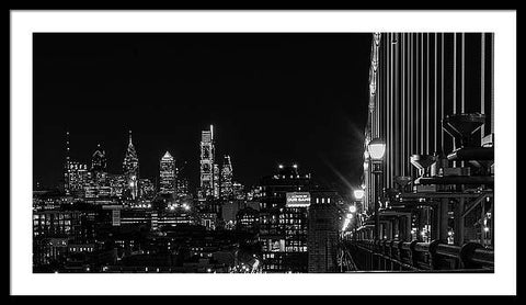 Ben Franklin Bridge At Night - Framed Print