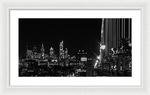 Ben Franklin Bridge At Night - Framed Print