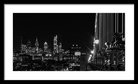 Ben Franklin Bridge At Night - Framed Print