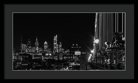 Ben Franklin Bridge At Night - Framed Print