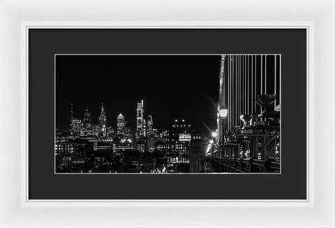 Ben Franklin Bridge At Night - Framed Print