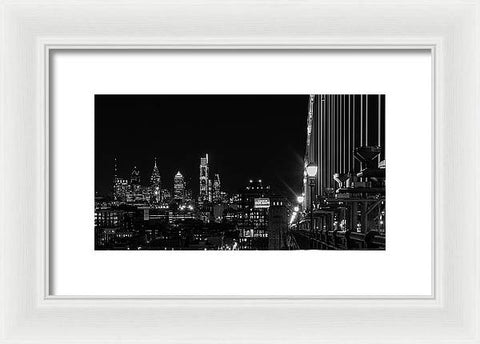 Ben Franklin Bridge At Night - Framed Print