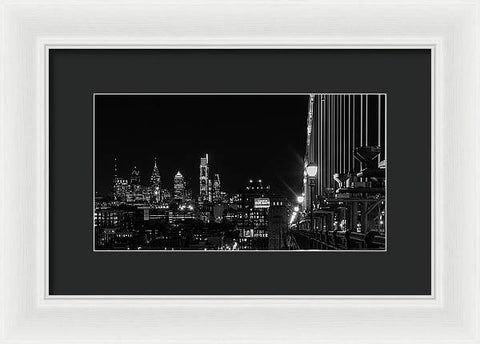 Ben Franklin Bridge At Night - Framed Print