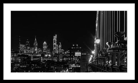 Ben Franklin Bridge At Night - Framed Print