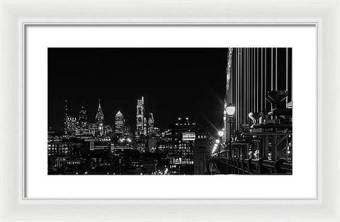 Ben Franklin Bridge At Night - Framed Print