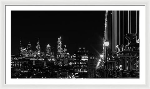 Ben Franklin Bridge At Night - Framed Print