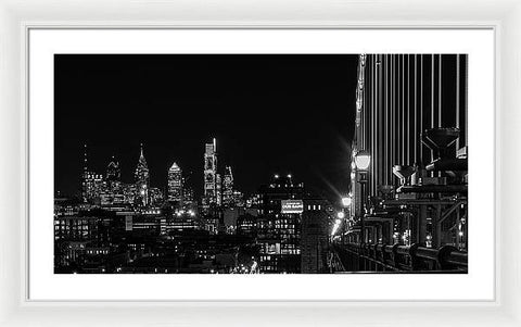 Ben Franklin Bridge At Night - Framed Print