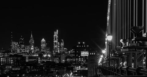 Philadelphia on the Ben Franklin Bridge - Art Print